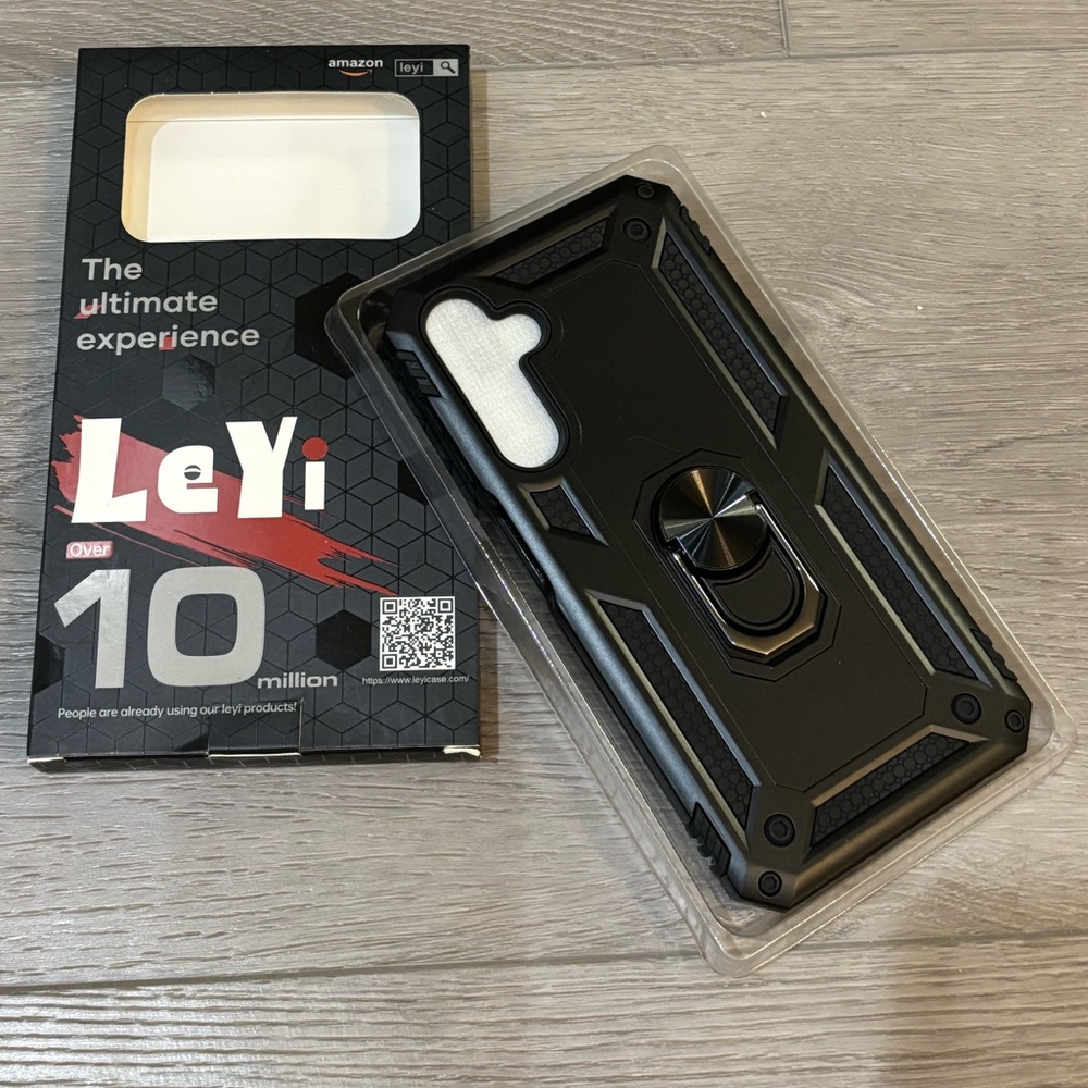 LeYi Samsung A25 Black Case with Kickstand & screen Protector